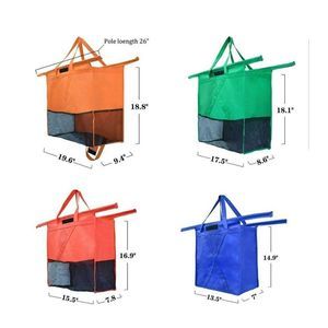 VACUSHOP 4-Piece Supermarket Trolley 4-Piece Bag Set-Foldable Reusable Insulated